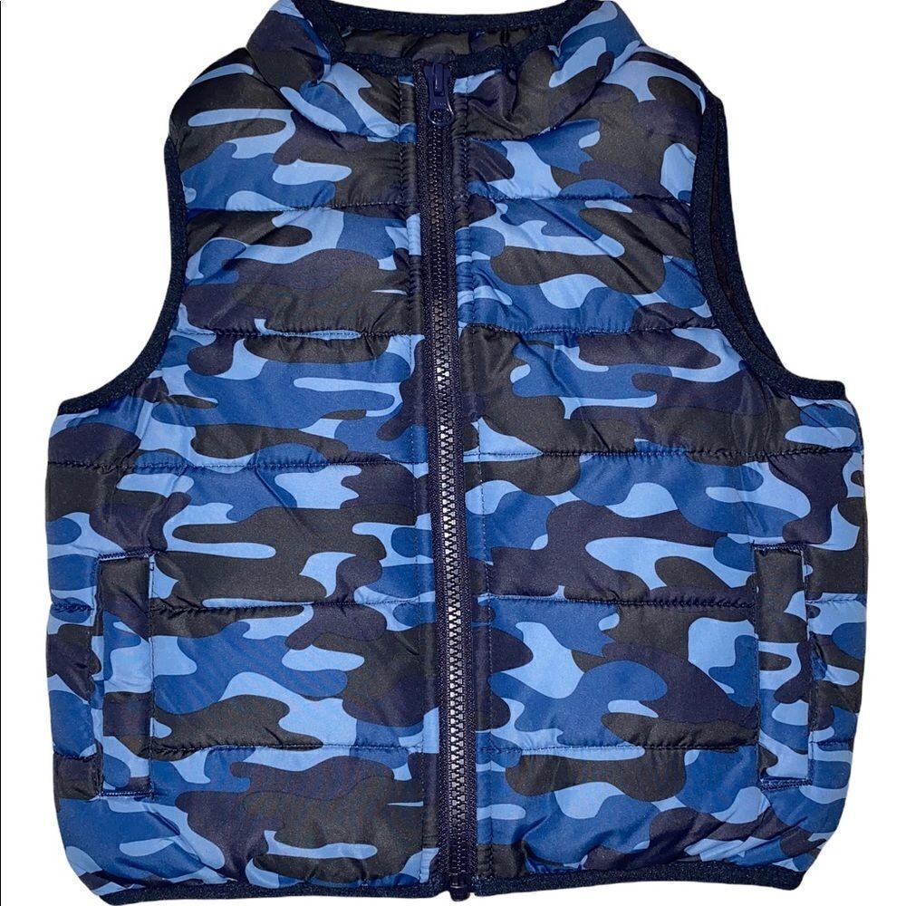 Gymboree Blue Camo Puffer Vest Water Resistant Toddler Boy 12-24 Months NWT
